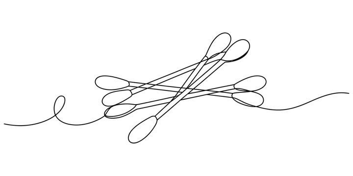 Continuous line drawing of a group of cotton swabs for ear hygiene