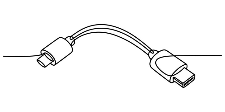 Black and white line drawing of a usb type c data cable connector