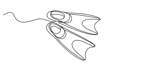 Continuous one line drawing of a pair of swim fins for snorkeling © Graphics Art