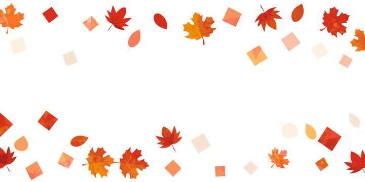 Falling Maple Leaves And Geometric Shapes Vector Illustration On White Background