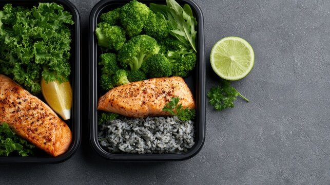 healthy meal prep layout, clean nutrition concept