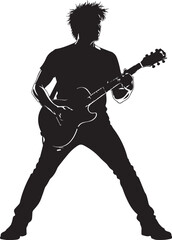 Fototapeta premium Rock Guitarist Silhouette Vector Illustration Isolated