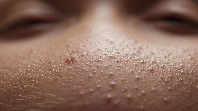 Close-up Macro Skin Texture, Pores, Blemishes, Acne, Dermatological View