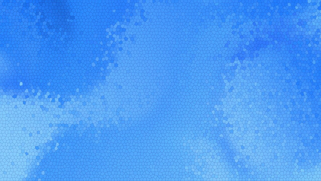 Blue mosaic background with small hexagonal tiles and gradient effect in shades of blue