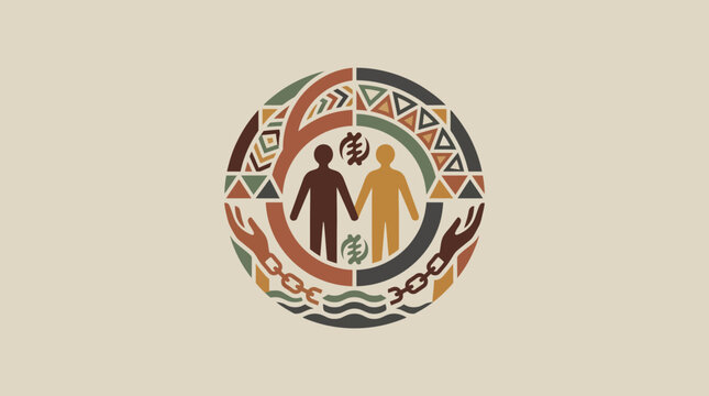 Juneteenth Celebration Emblem with Hands and Chains