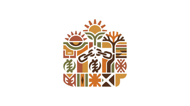 Juneteenth Celebration Illustration with African Symbols and Broken Chains