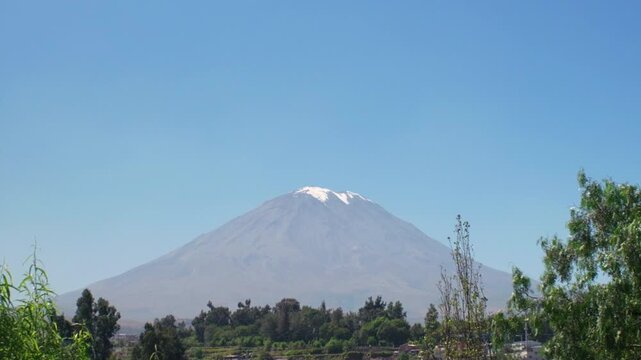 Close-up of the Misti volcano in the city of Arequipa, Peru.