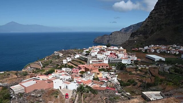 Vista panor&aacute;mica de Agulo desde los miradores de La Gomera
