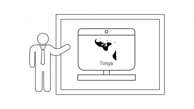 Presentation of Tonga Map on Screen by a Person.