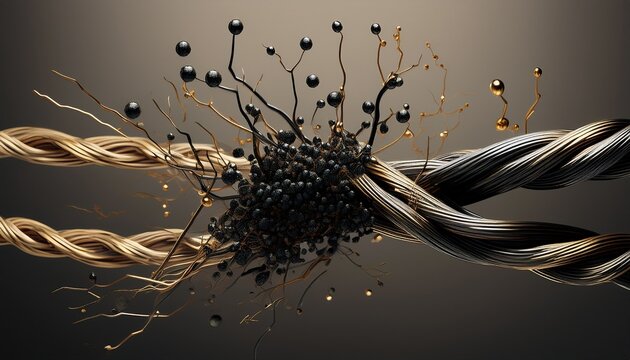 a wire is broken and has a bunch of black seeds on it