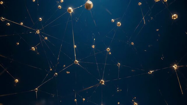 Abstract Quantum Entanglement Golden Particles and Light Threads
