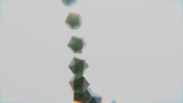 looping 3d geometric icospheres on solid colour background, abstract 3d looping background wallpaper