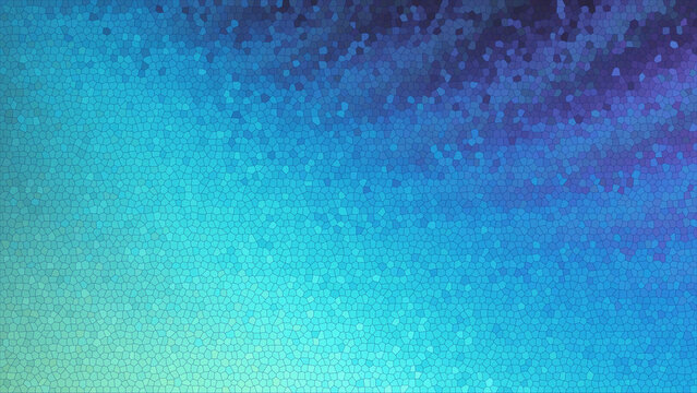 Mosaic blue green and purple gradient background with small hexagonal tiles pattern design element