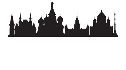 City Skyline Silhouette with Black Domes and Spires on a White Background Banner Illustration Featuring Towers, Minarets, Architecture with Landmark © Harry 