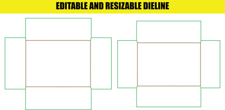 Two separate box templates showing flat structural layouts for square product packaging with clear folding guidelines