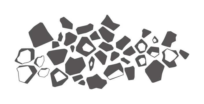 Scattered dark grey irregular polygons a white abstract pattern texture geometric