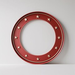 Naklejka premium Red and gold circle frame with stars for logos, product displays, and festive concepts