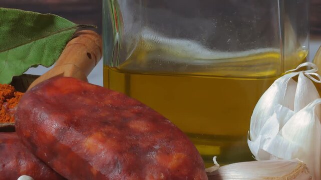 oil garlic chorizo ​​Mediterranean food pork animal fat