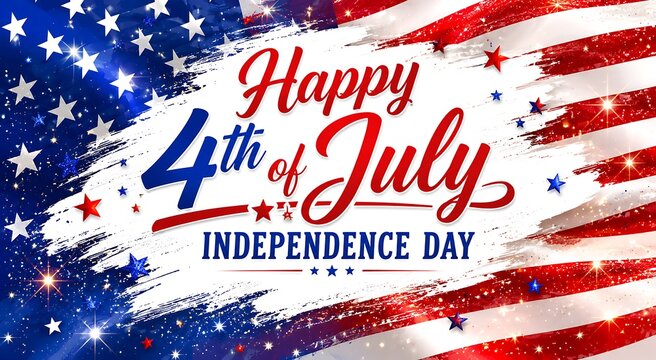 Happy 4th of July Independence Day American flag design with stars and stripes pattern