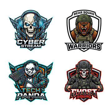 Gaming team logos with unique characters