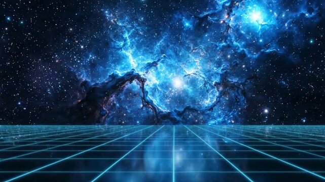 Galactic Nebula Universe Illustration Futuristic Sci Fi Design. deep space, stellar clouds, glowing stars, cosmic horizon, celestial atmosphere