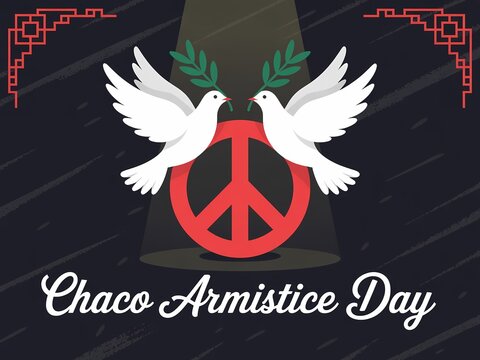 Chaco armistice day illustration with peace doves and symbol