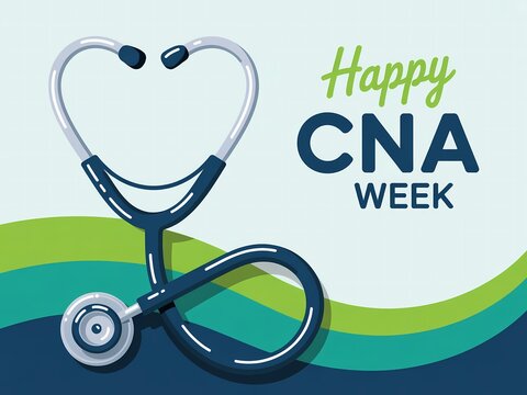 Happy cna week greeting card design with stethoscope illustration