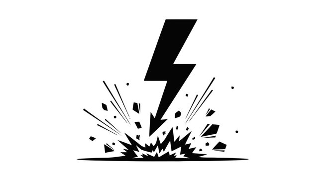 Vector illustration of lightning strike, explosion, impact, danger, energy on a transparent background