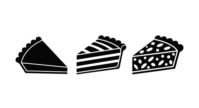 Vector illustration of set of three different pie slices icons on a transparent background