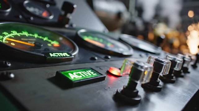 Close-up of industrial control panel.