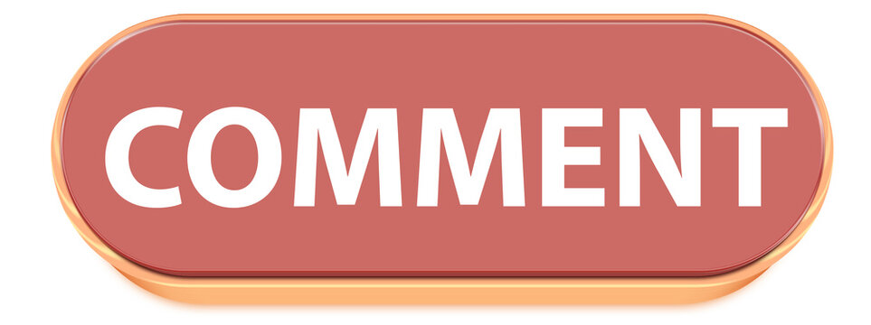 3D Glossy Red Rounded Rectangle Comment Button UI Element for Blog and Social Media Platforms