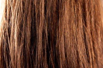 Naklejka premium Close-up of healthy brown hair texture for hair care inspiration