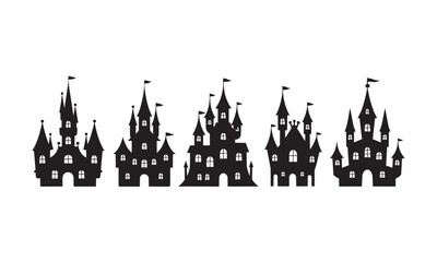 Collection of medieval castle silhouettes for fantasy architecture designs and magical storybook themed artistic creative projects © MS- ELITE GRAFIX