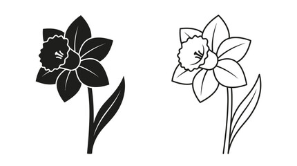 daffodil flowers in black and white line art © Design Bari