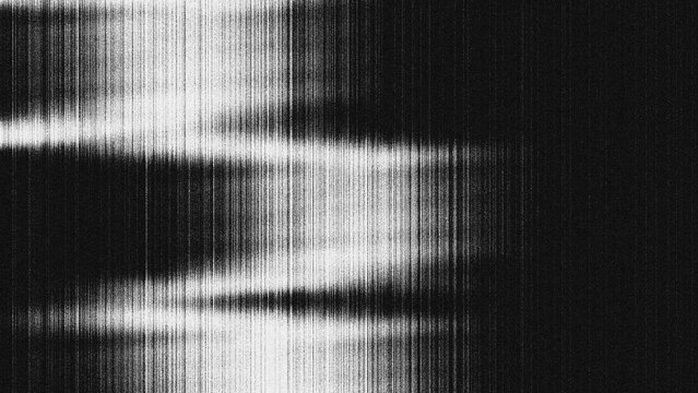 Black and white glitch texture background with vertical lines and analog static noise