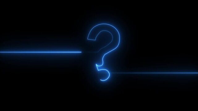 Neon Glowing Question Mark Icon Loop Animation &ndash; Abstract Asking Symbol on Black Background, Futuristic UI Concept Motion Graphic