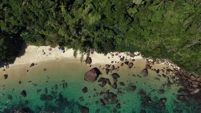Aerial View of Ilha das Couves Island in Ubatuba Brazil