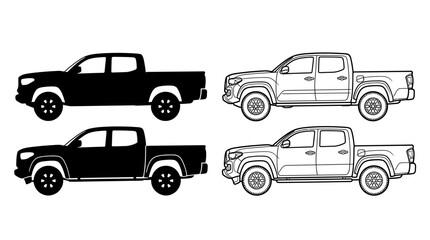 pickup truck silhouettes and line drawings silhouette © Design Bari