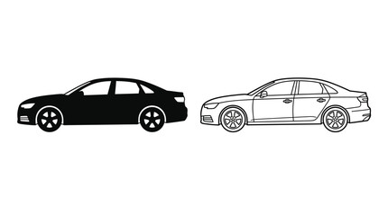 Fototapeta premium car silhouette and line drawing vehicle automobile