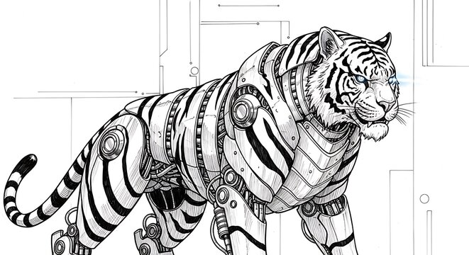 Close up detailed sketch of a zebra head.