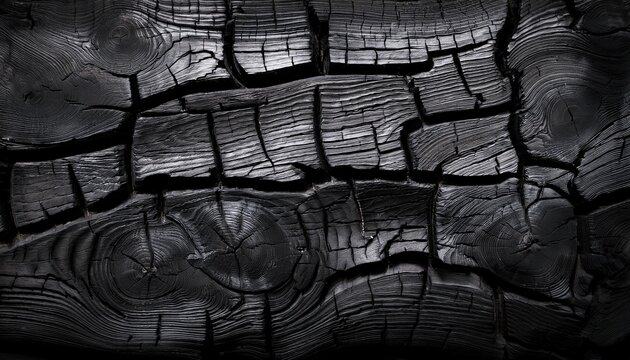 burned wood texture background charred black timber close up abstract pattern of dark burnt scorched tree concept of charcoal coal grill embers wallpaper firewood barbecue