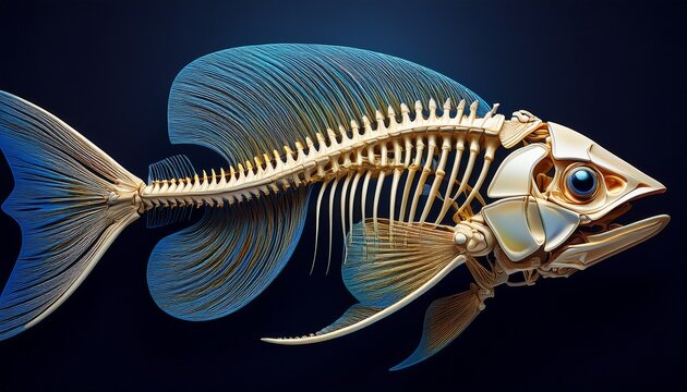detailed fish skeleton anatomy structure and bone detail