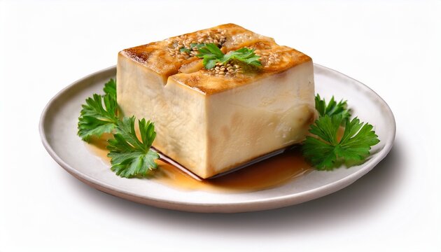 white background png delicious stuffed tofu piece with savory filling inside