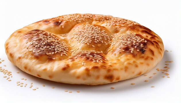 white background png a round flatbread with sesame seeds on top