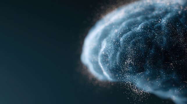 abstract artificial intelligence brain made of glowing particles, digital innovation wallpaper
