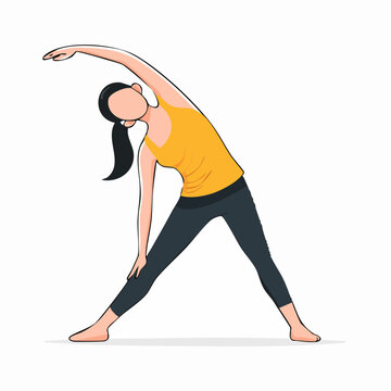 Woman Performing Triangle Pose in Yoga