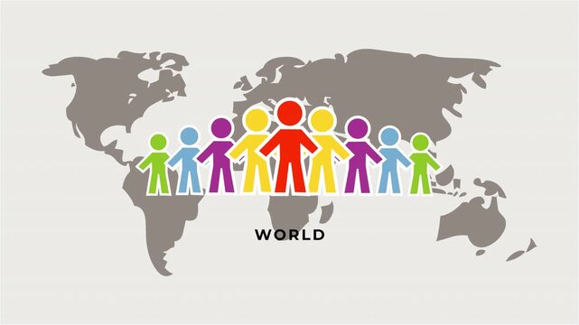 Celebrating world population day with vibrant silhouettes of people and a global map icon for july 11th events promotion. Suitable for social media graphics.