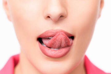 Naklejka premium Tongue sticking out from mouth