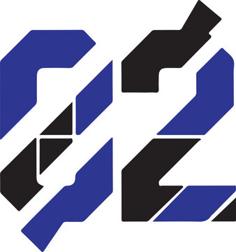 Modern geometric number zero two logo design with purple and black colors