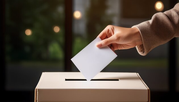 eagerly putting their vote into the ballot box the voter s hand showcases the essence of democracy contributing to the collective decision making process with their carefully chosen ballot